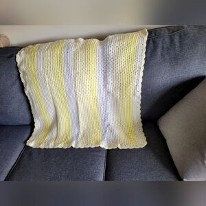 Yellow and white one of a kind croched blanket